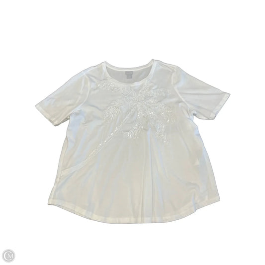 Top Short Sleeve By Chicos In White, Size: Xl