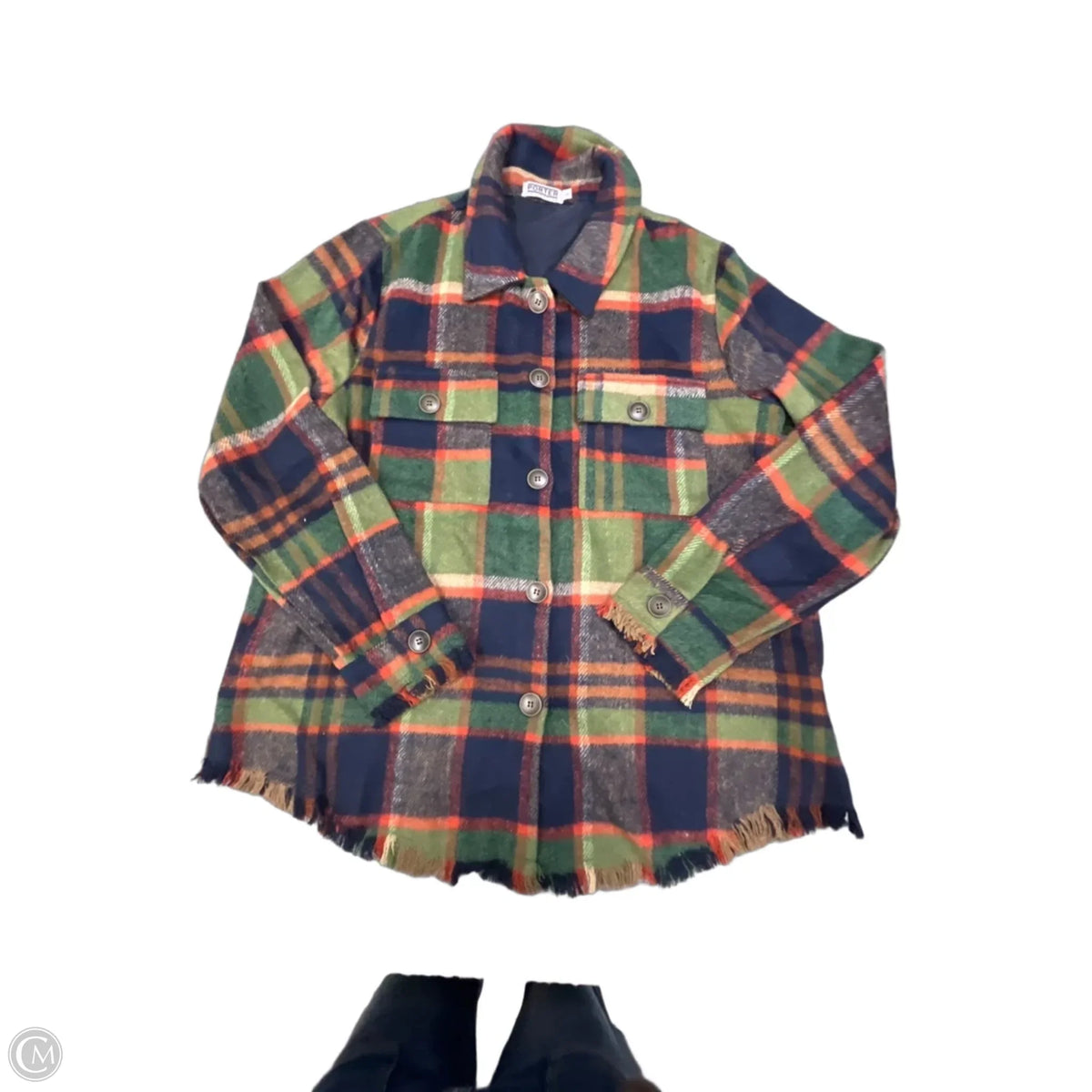 Jacket Shirt By Clothes Mentor In Plaid Pattern, Size: L