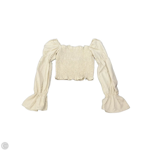 Top Long Sleeve By Clothes Mentor In Tan & White, Size: S
