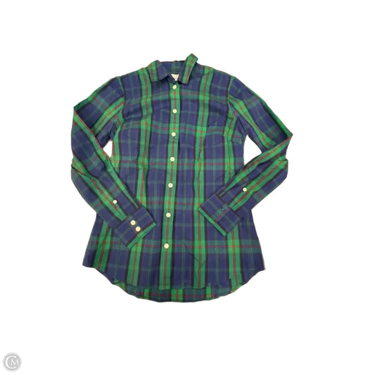 Blouse Long Sleeve By J. Crew In Blue & Green, Size: Xs