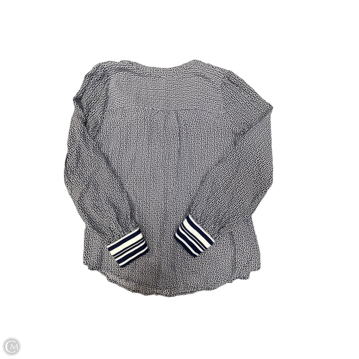 Blouse Long Sleeve By Talbots In Blue & White, Size: S