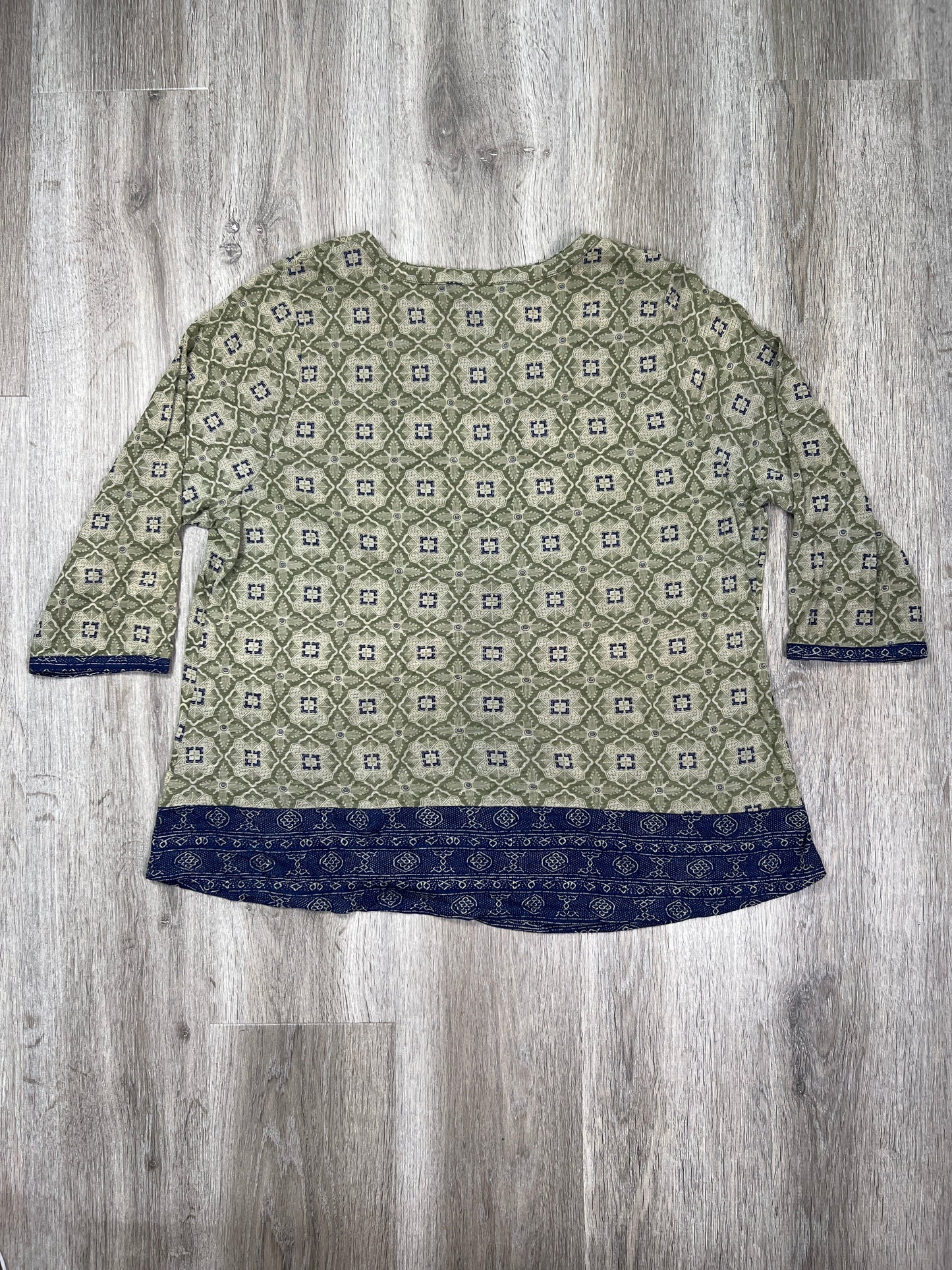 Green Top 3/4 Sleeve Lucky Brand, Size 1x