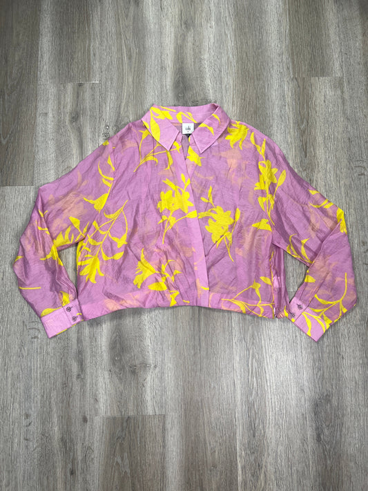 Pink & Yellow Top Long Sleeve Cabi, Size Xl