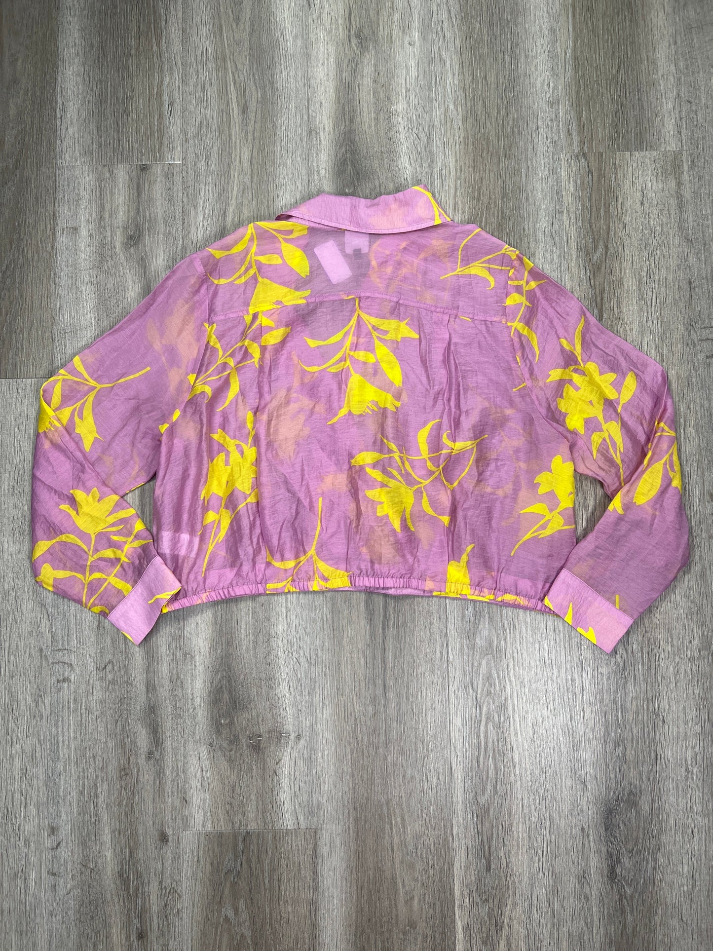 Pink & Yellow Top Long Sleeve Cabi, Size Xl