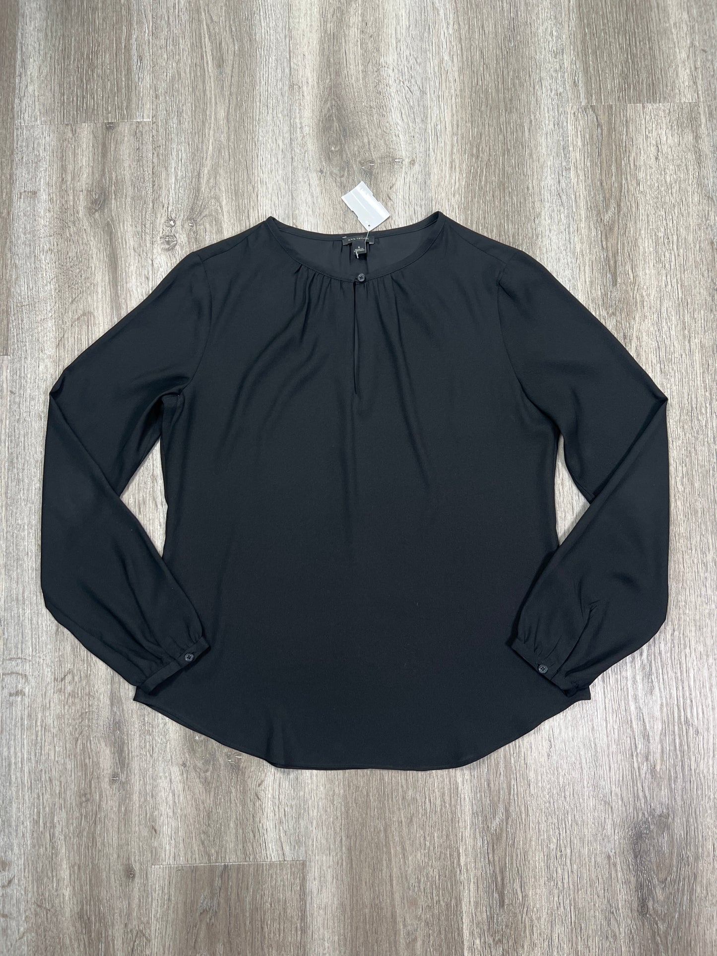 Blouse Long Sleeve By Ann Taylor In Black, Size: S