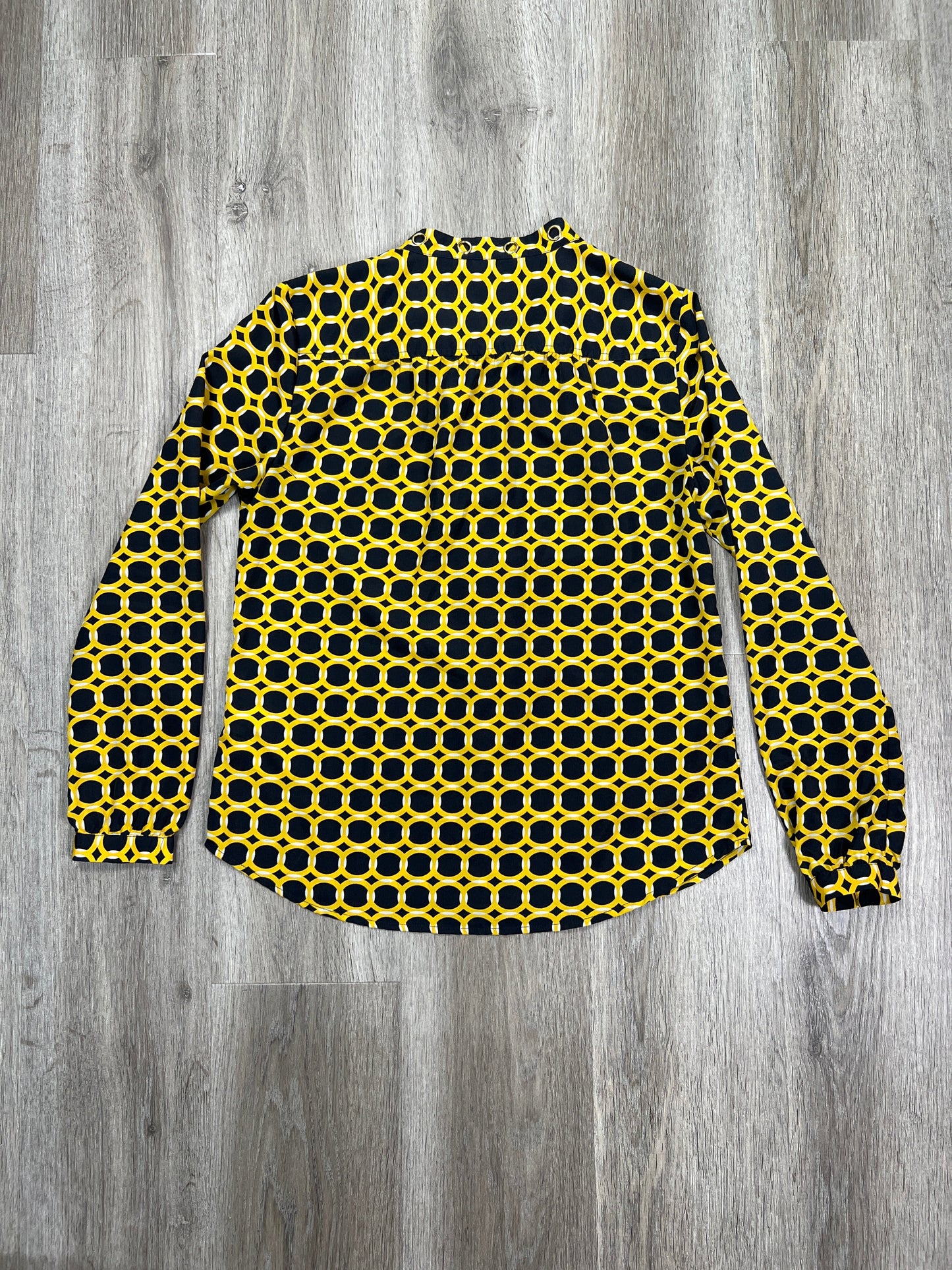 Blouse Long Sleeve By Michael By Michael Kors In Blue & Yellow, Size: S