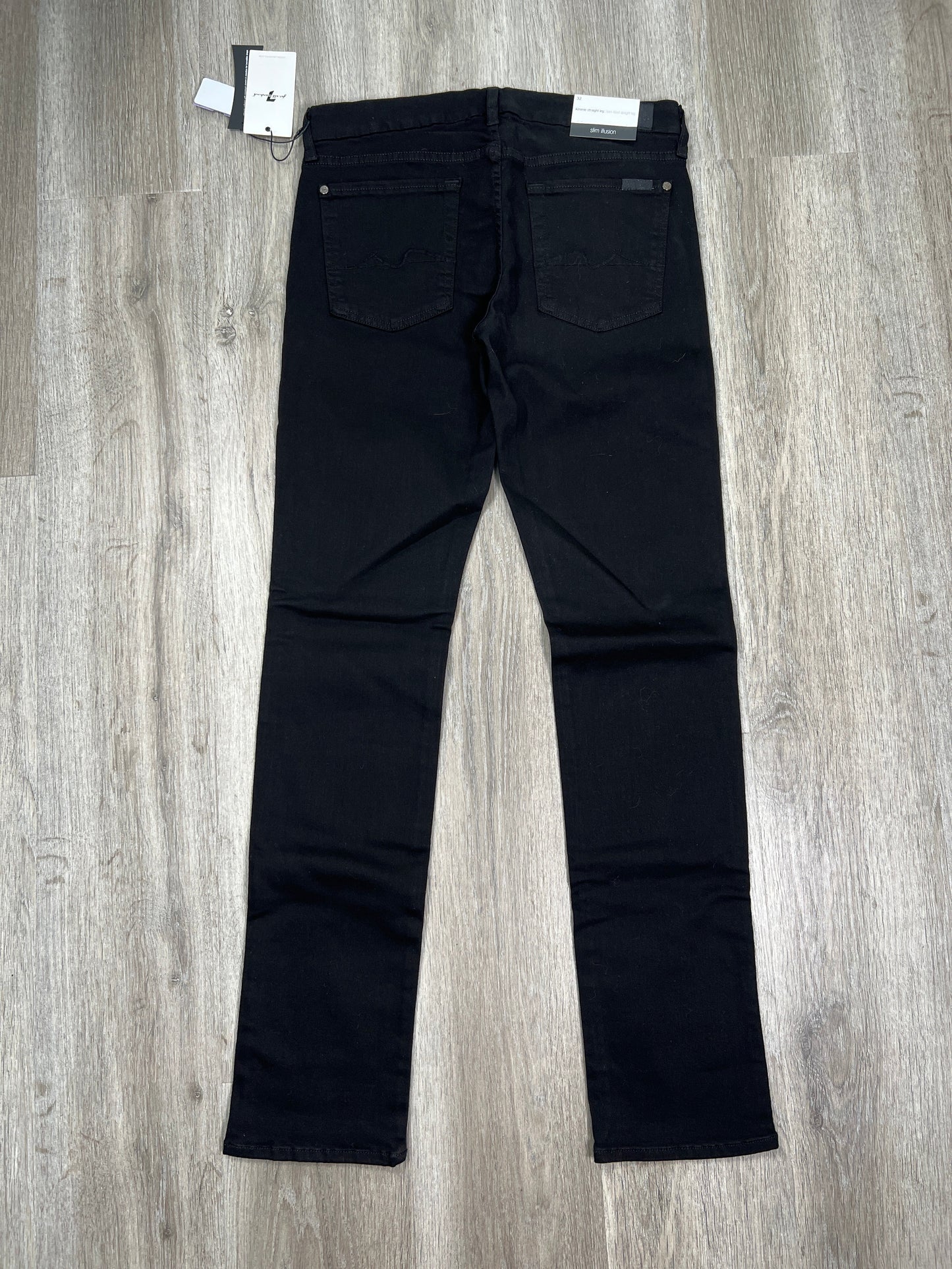 Black Denim Jeans Straight 7 For All Mankind, Size 14