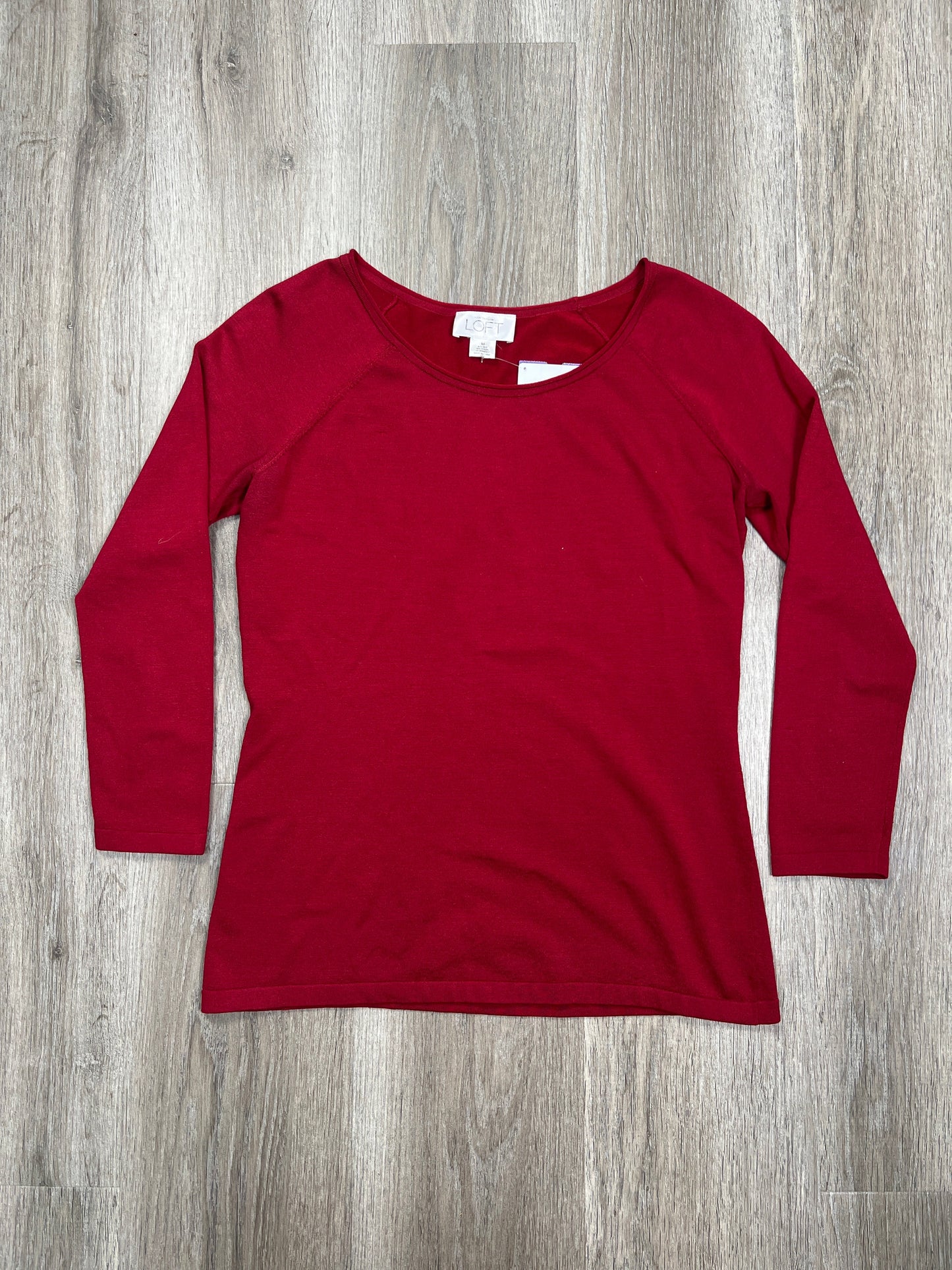 Red Top Long Sleeve Basic Loft, Size M