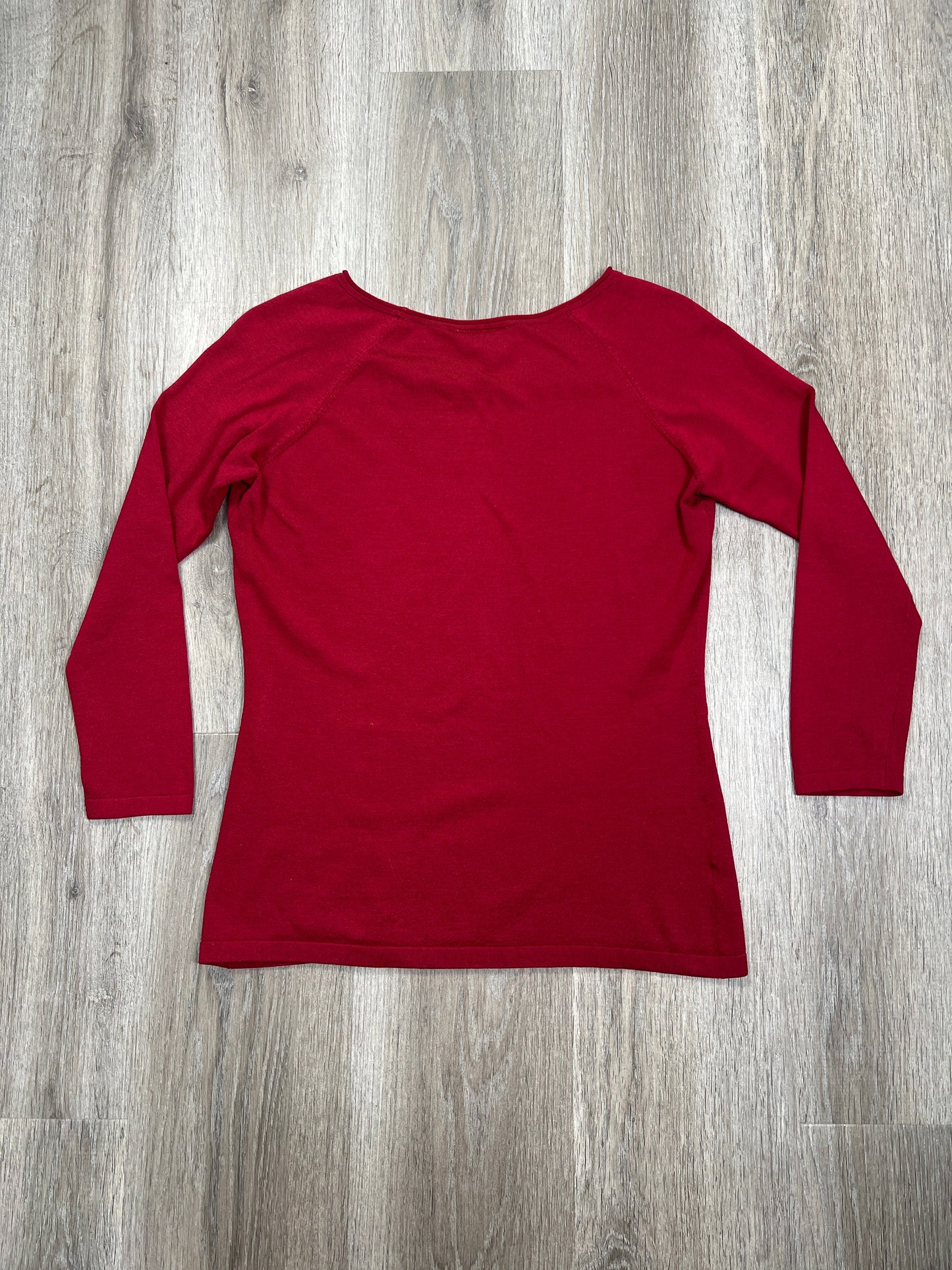 Red Top Long Sleeve Basic Loft, Size M