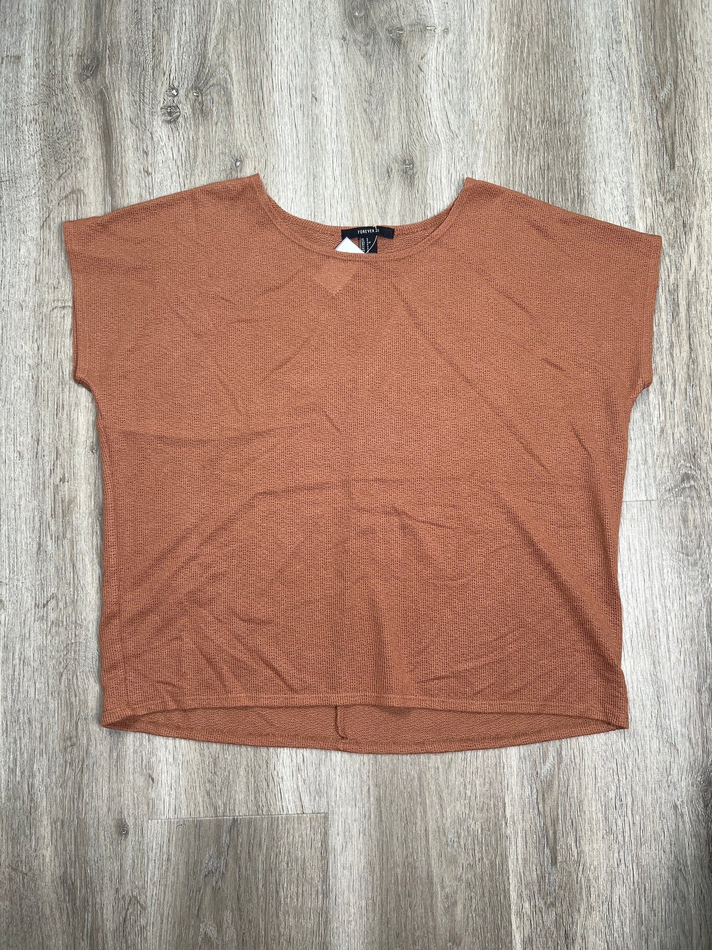 Brown Top Short Sleeve Basic Forever 21, Size S