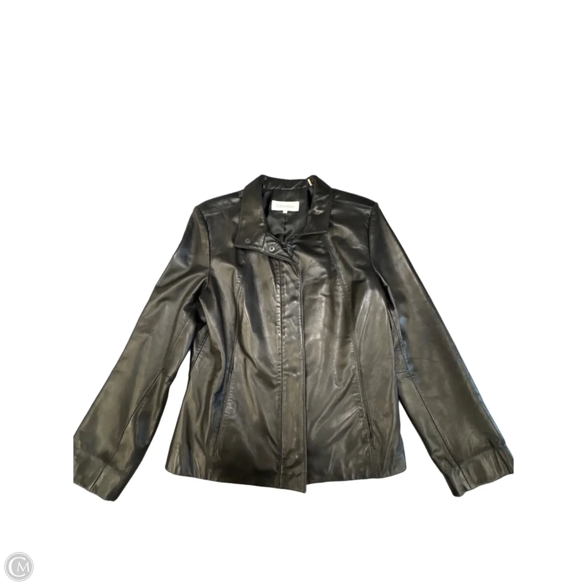 Jacket Leather By Calvin Klein In Black, Size: L