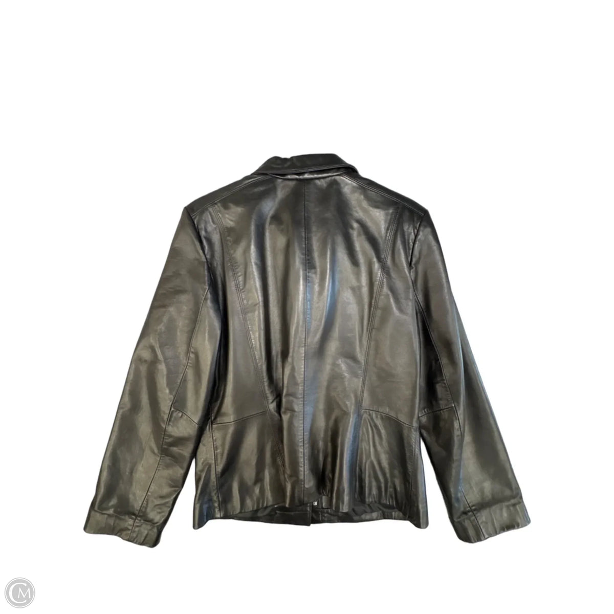 Jacket Leather By Calvin Klein In Black, Size: L