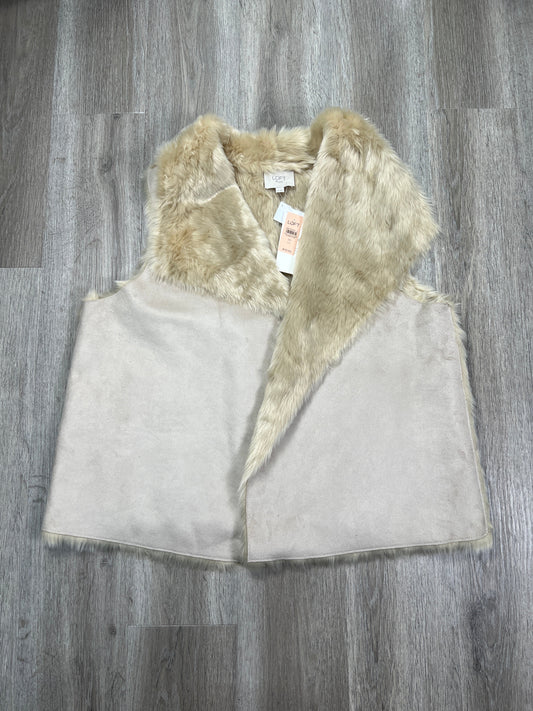 Vest Faux Fur & Sherpa By Loft In Beige, Size: 2x