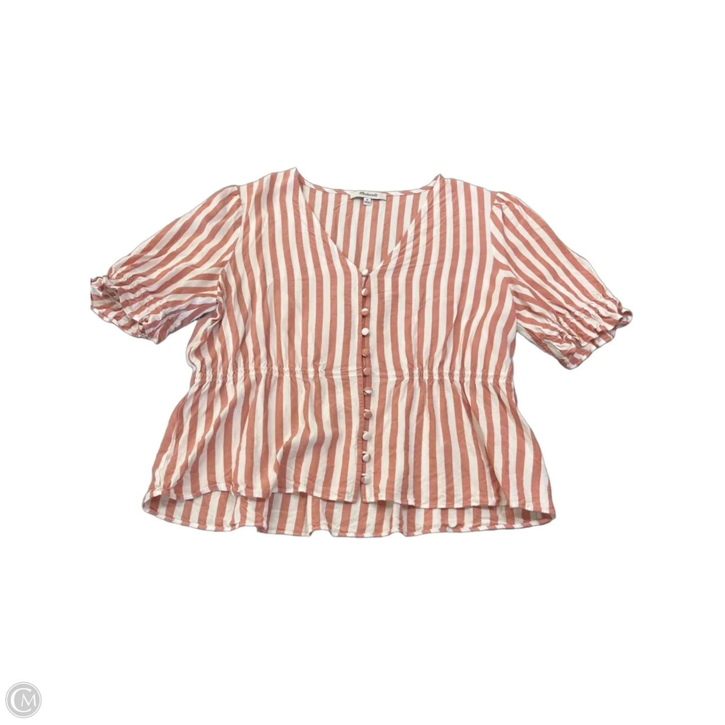 Top Short Sleeve By Madewell In Striped Pattern, Size: M