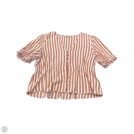 Top Short Sleeve By Madewell In Striped Pattern, Size: M