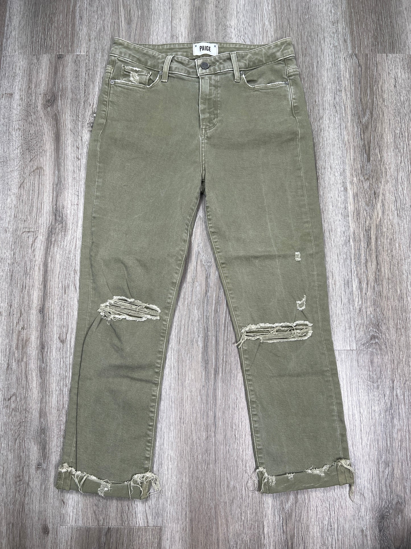 Green Denim Jeans Cropped Paige, Size 8