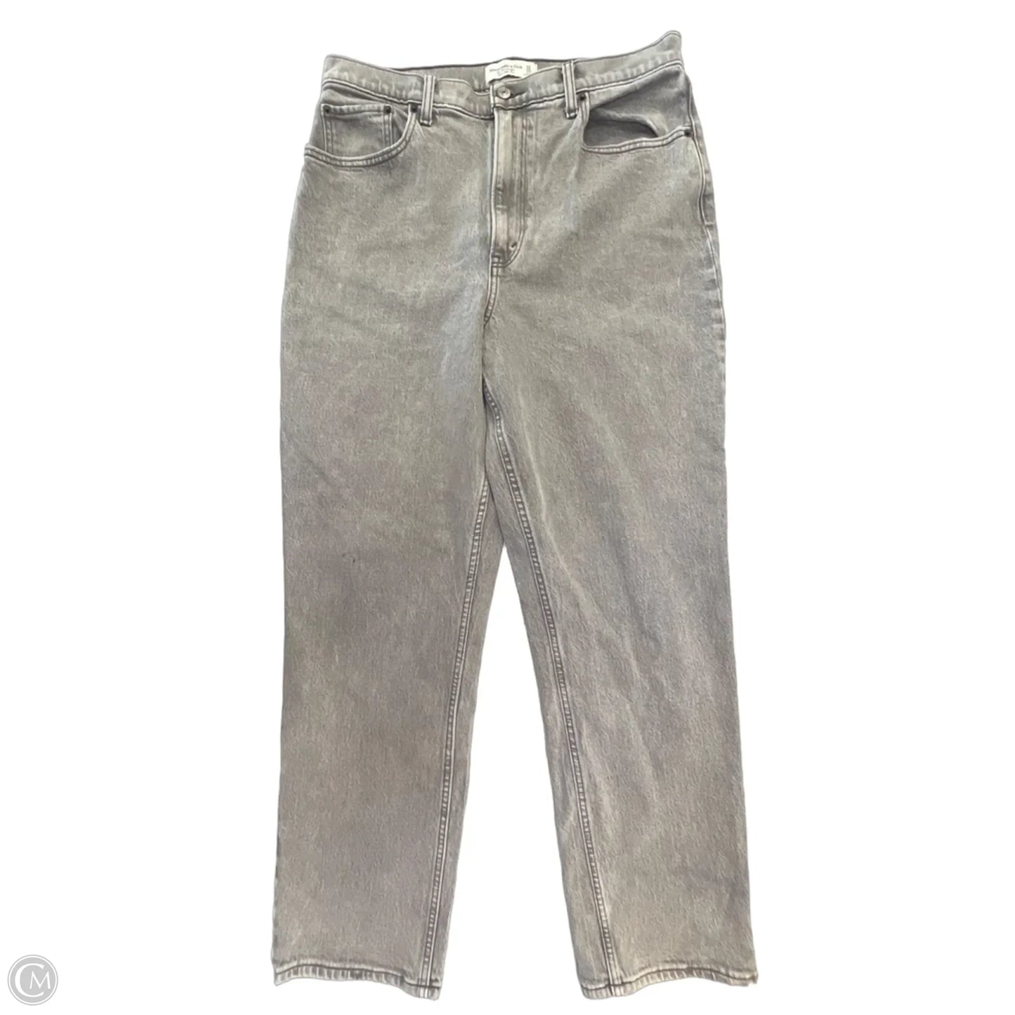 Jeans Straight By Abercrombie And Fitch In Grey Denim, Size: 12