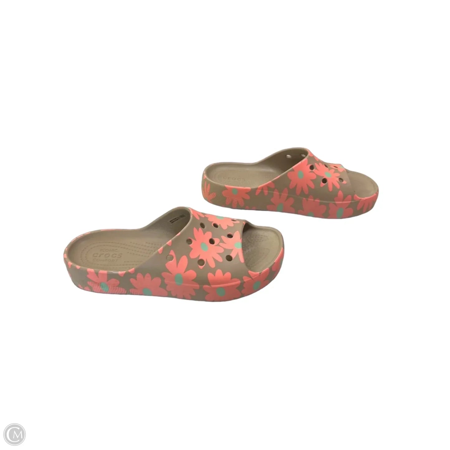 Sandals Flats By Crocs In Floral Print, Size: 10