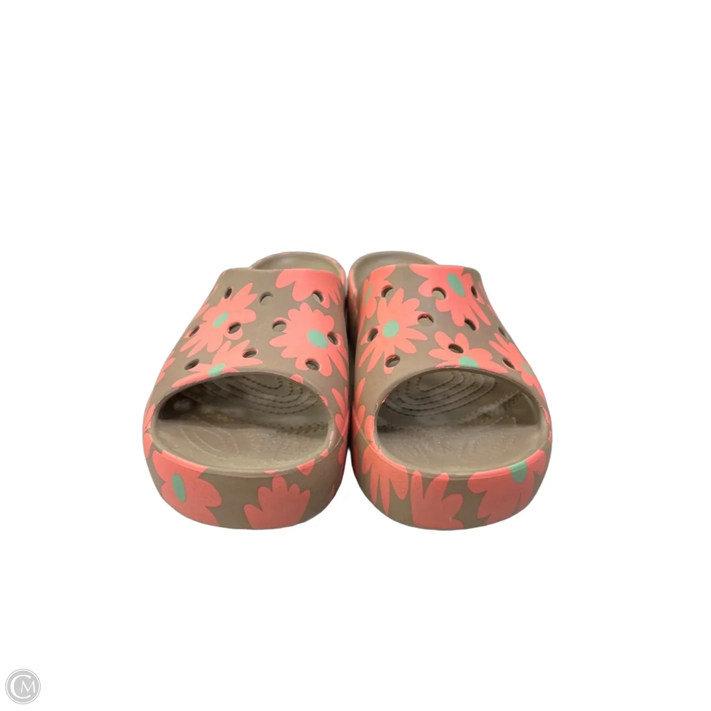 Sandals Flats By Crocs In Floral Print, Size: 10