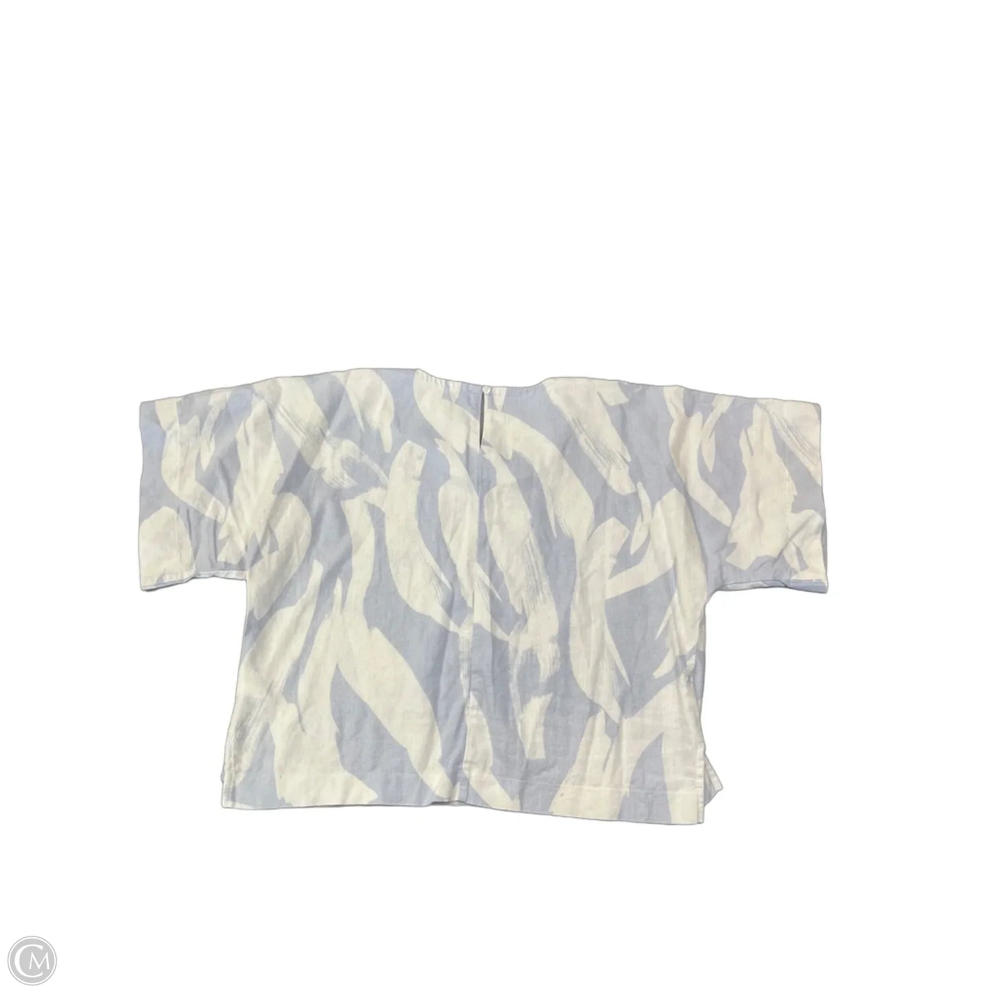 Blouse Short Sleeve By Dkny In Blue & White, Size: M