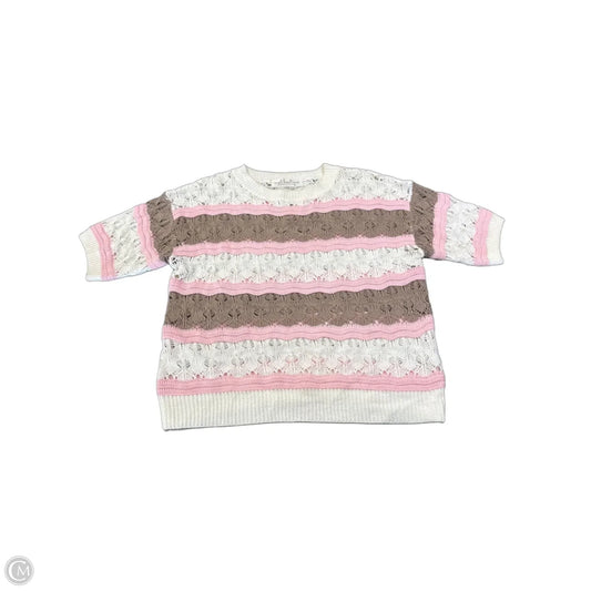 Sweater Short Sleeve By Clothes Mentor In Brown & Cream, Size: S