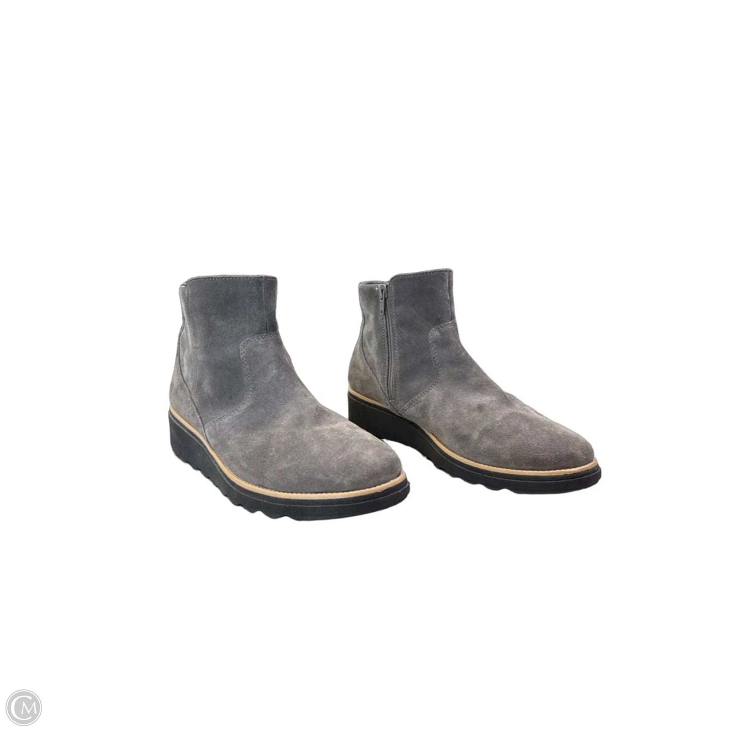 Boots Ankle Heels By Clarks In Grey, Size: 8