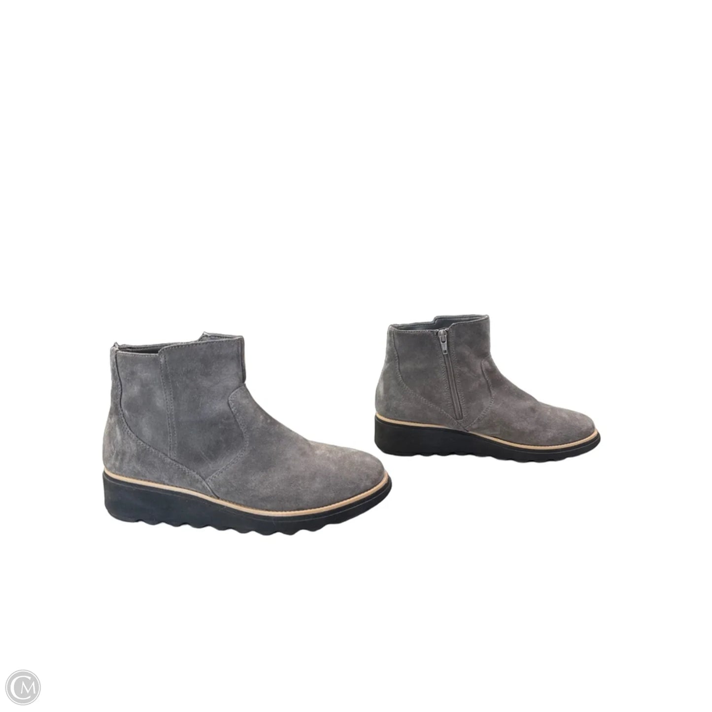 Boots Ankle Heels By Clarks In Grey, Size: 8