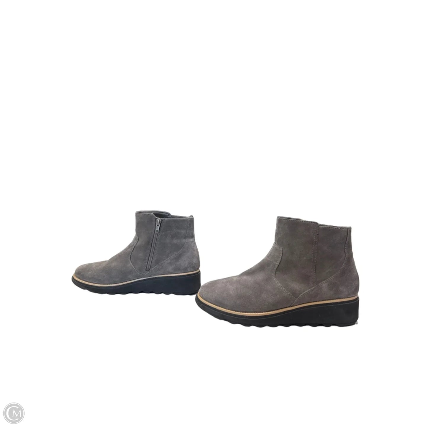 Boots Ankle Heels By Clarks In Grey, Size: 8