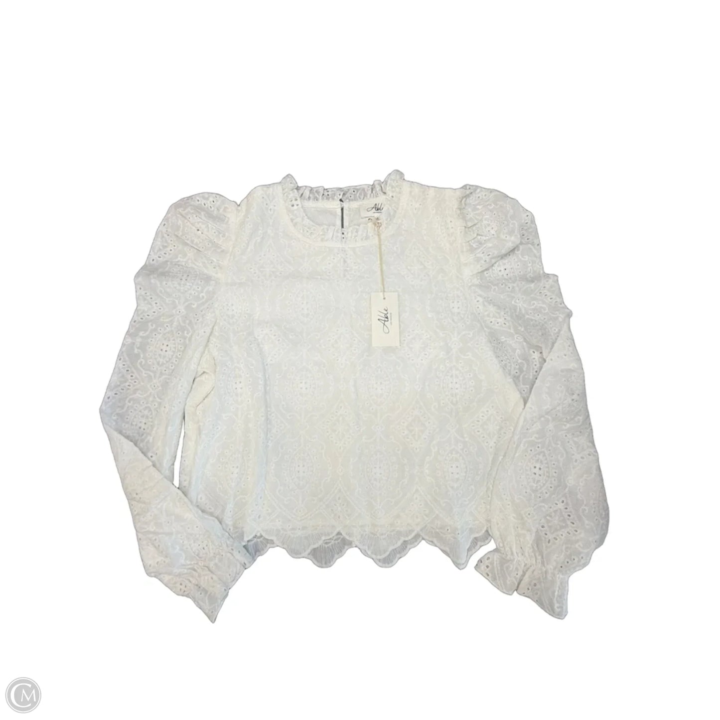 Blouse Long Sleeve By Able In White, Size: L