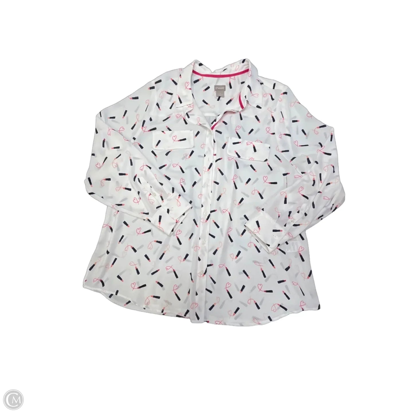 Top Long Sleeve By Chicos In White, Size: Xl