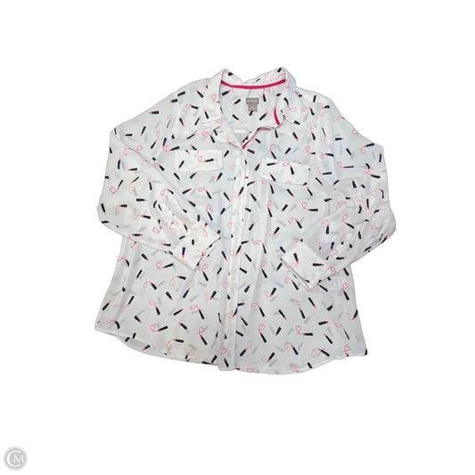 Top Long Sleeve By Chicos In White, Size: Xl