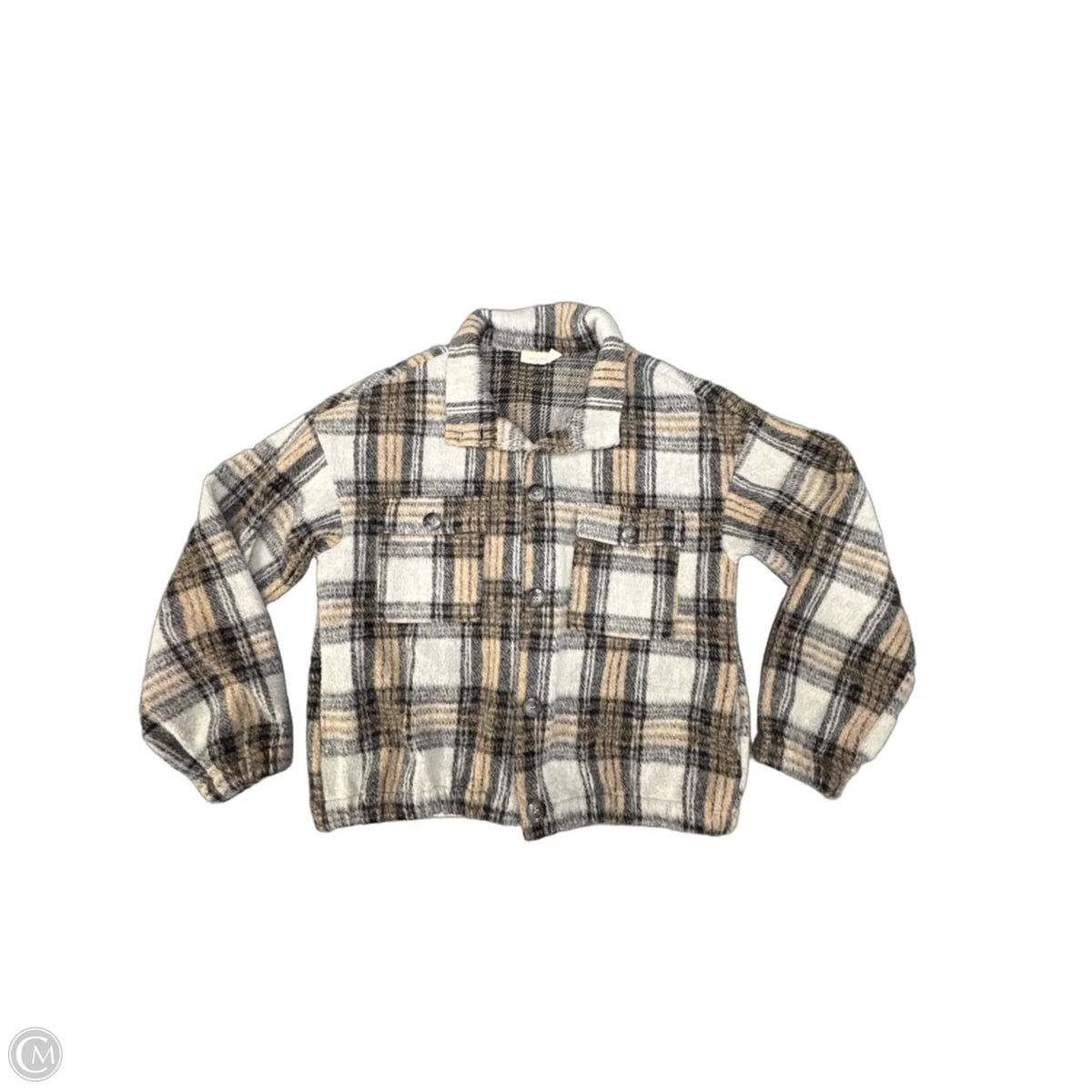 Jacket Shirt By Melloday In Plaid Pattern, Size: M