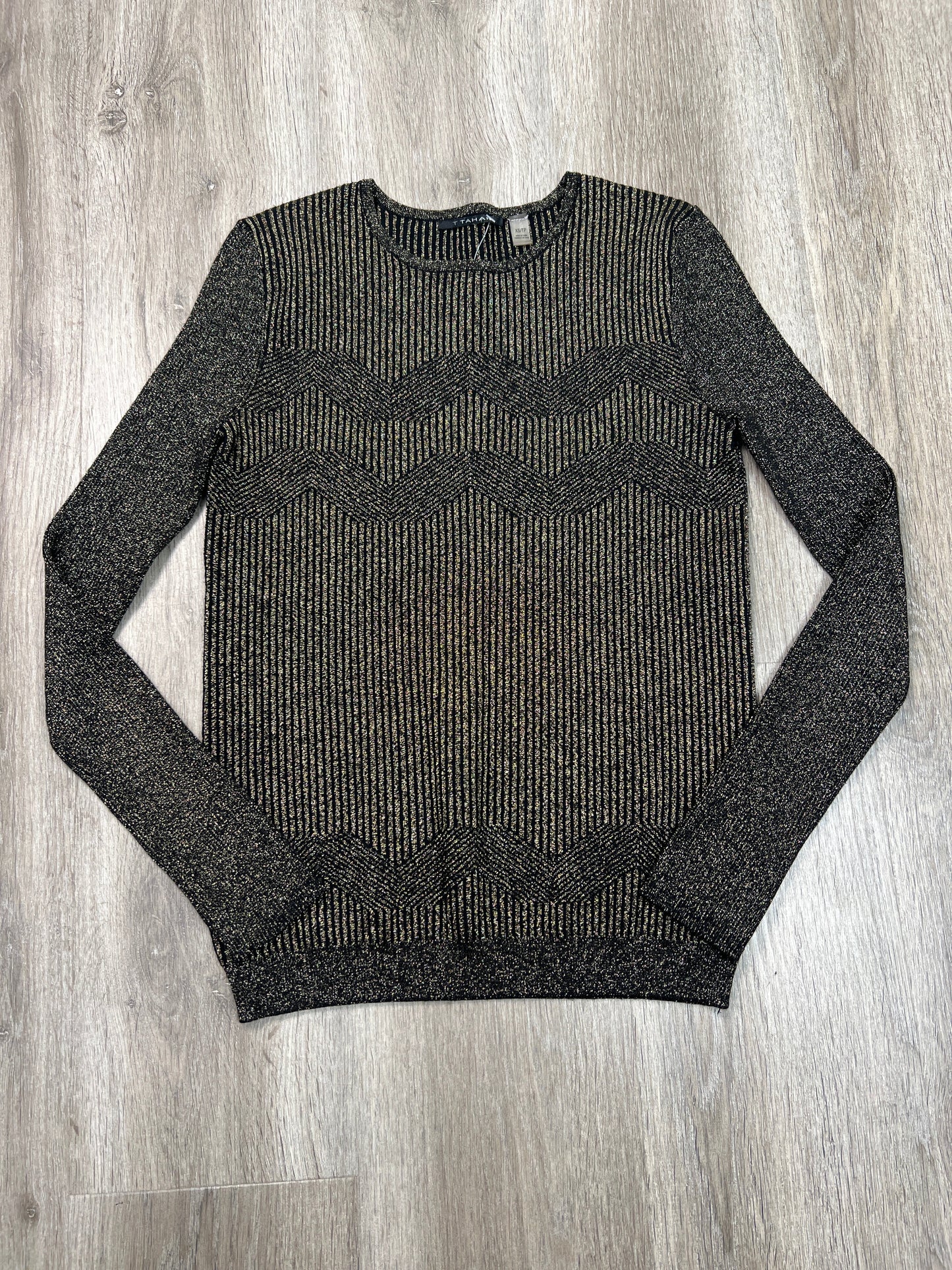 Sweater By Tahari By Arthur Levine In Black & Gold, Size: Xs