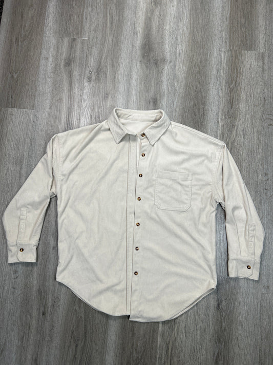 Jacket Shirt By Clothes Mentor In Cream, Size: M