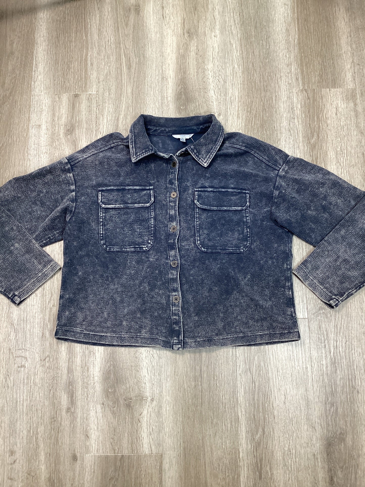 Jacket Shirt By Time And Tru In Blue, Size: M