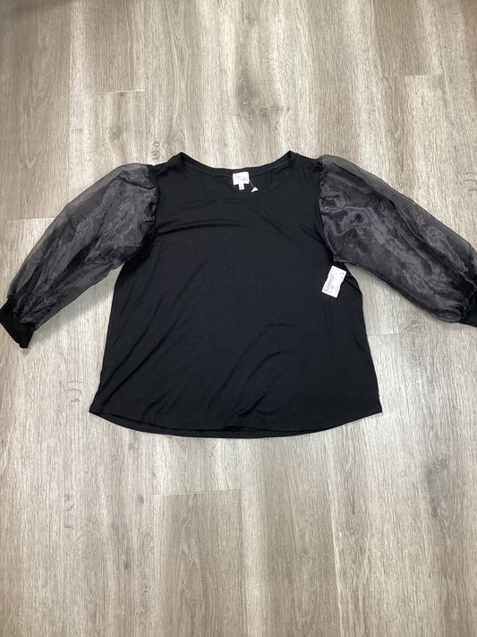 Top Long Sleeve By Ava James In Black, Size: Xl