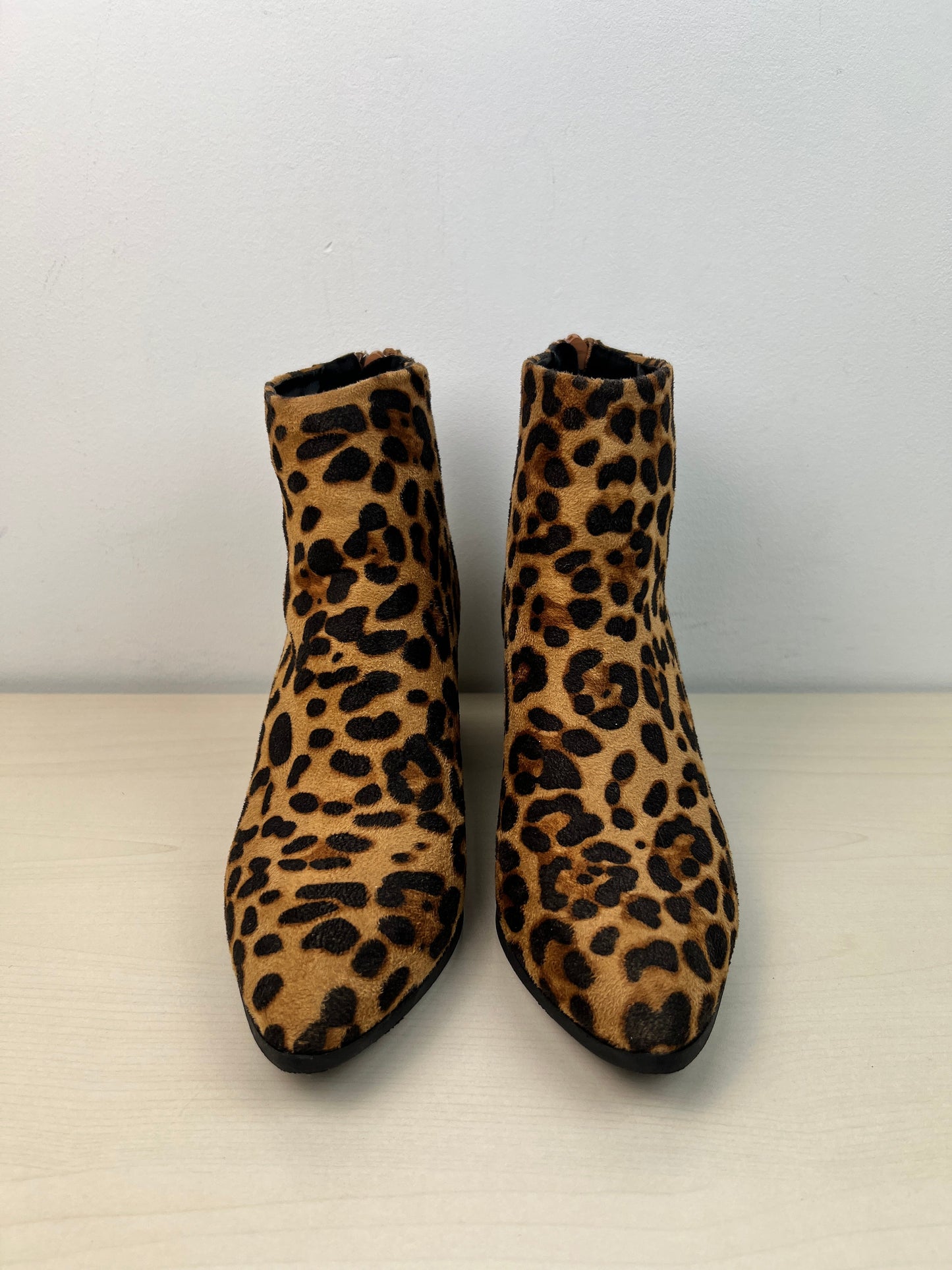 Boots Ankle Heels By Top Moda In Animal Print, Size: 8