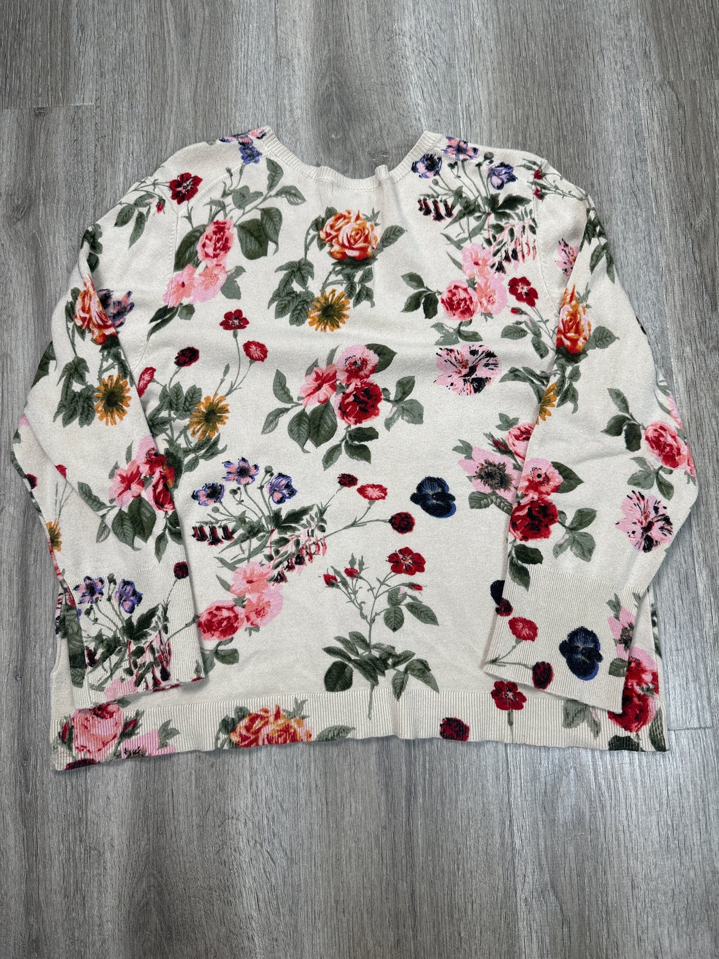 Cardigan By Philosophy In Floral Print, Size: 1x