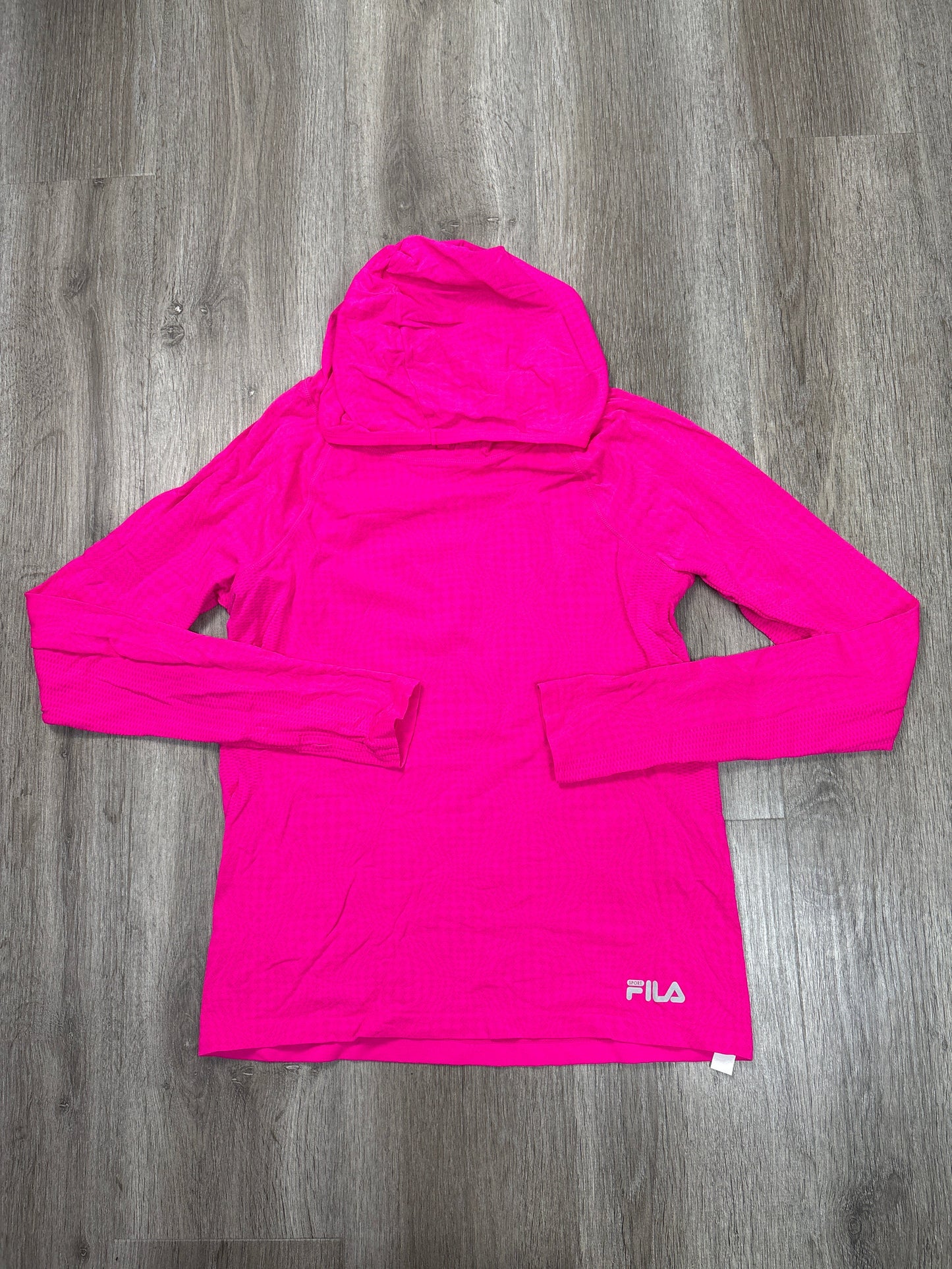 Athletic Top Long Sleeve Hoodie By Fila In Pink, Size: L