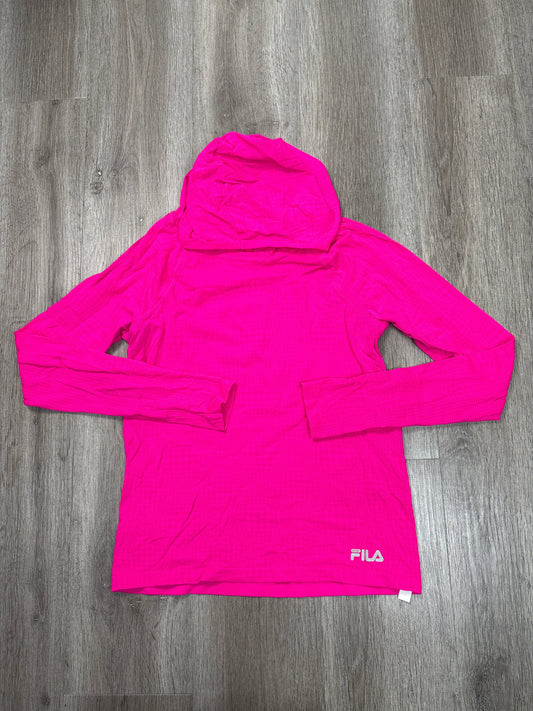 Athletic Top Long Sleeve Hoodie By Fila In Pink, Size: L