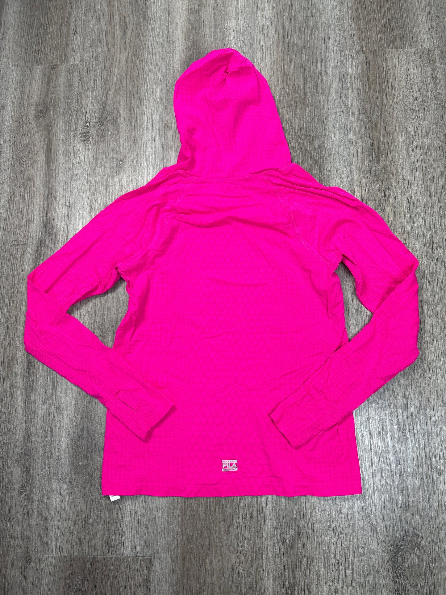 Athletic Top Long Sleeve Hoodie By Fila In Pink, Size: L