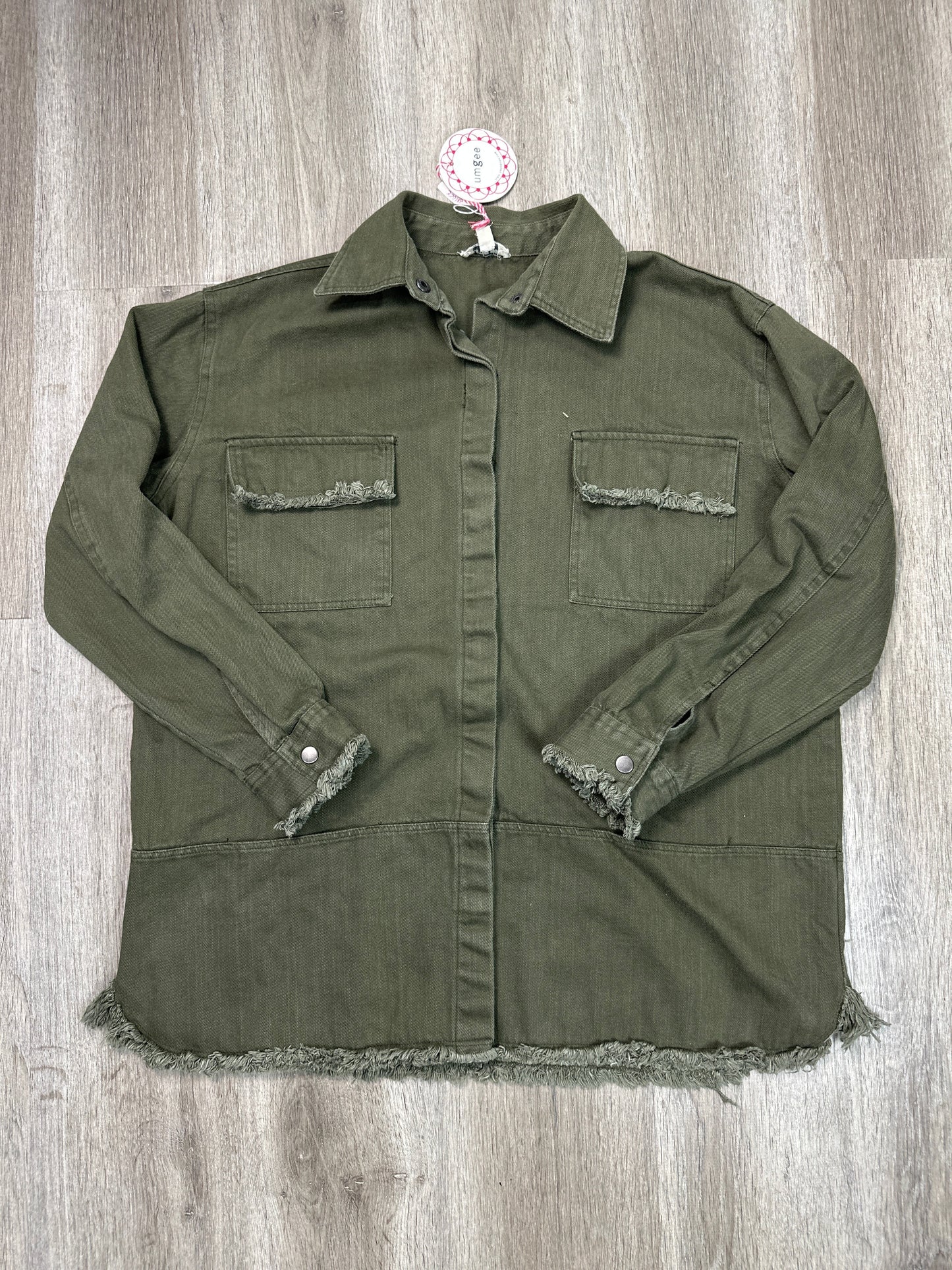 Jacket Shirt By Umgee In Green, Size: L