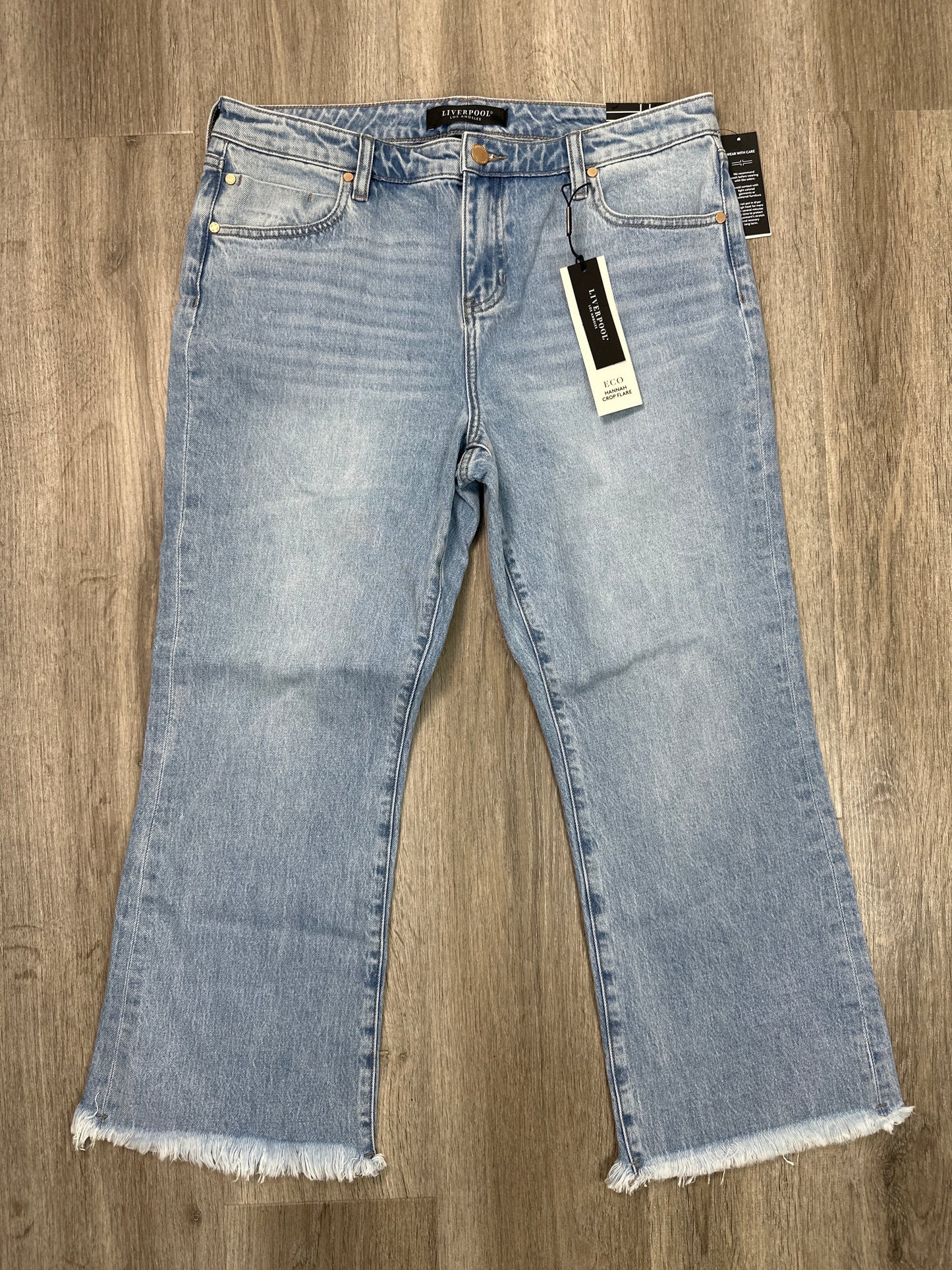 Jeans Cropped By Liverpool In Blue Denim, Size: 10