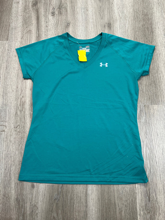 Athletic Top Short Sleeve By Under Armour In Teal, Size: S