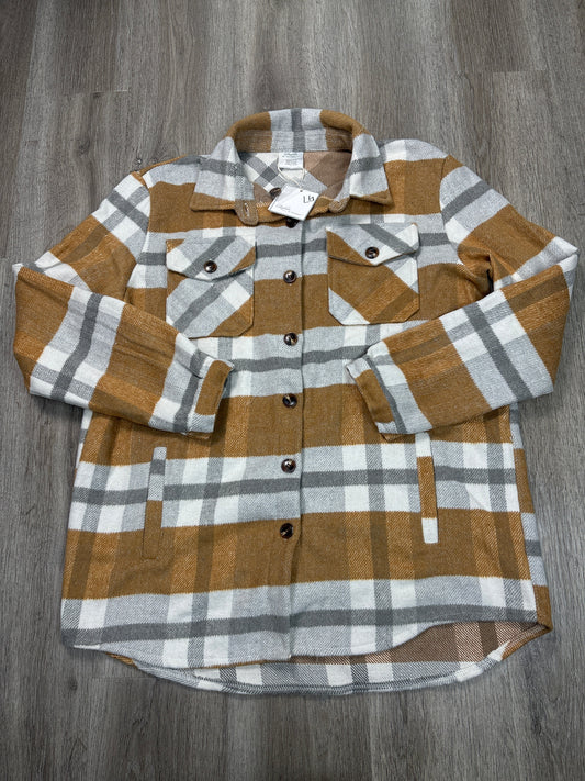 Jacket Shirt By Fashion by Mirabeau In Plaid Pattern, Size: L