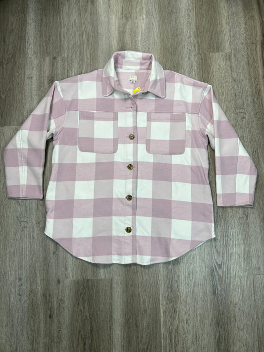 Jacket Shirt By A New Day In Pink & White, Size: Xl