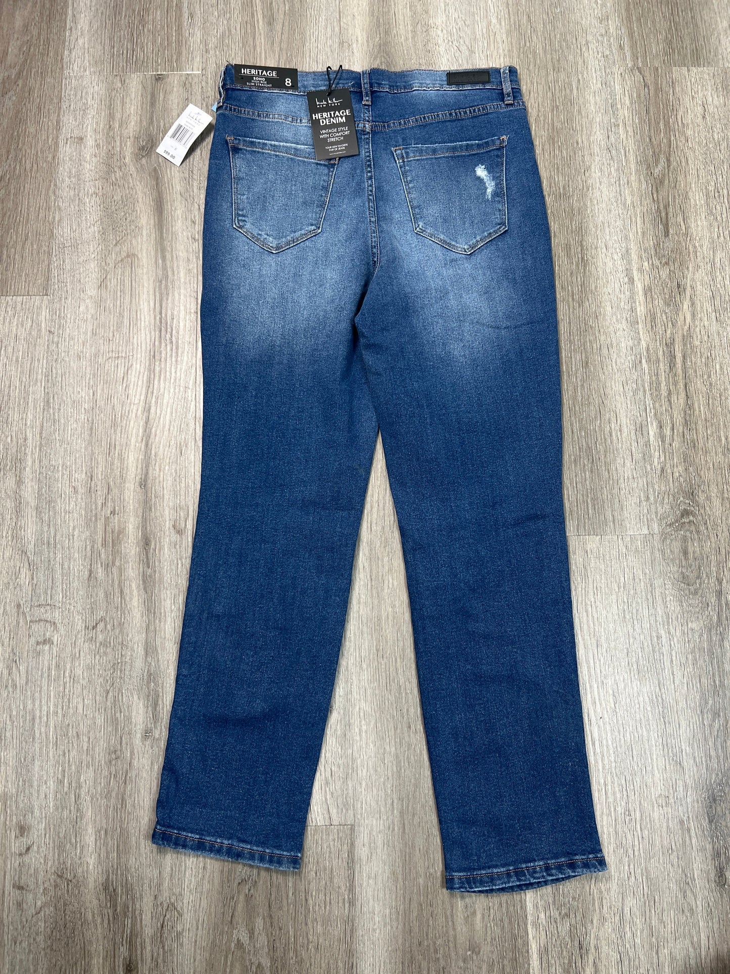 Jeans Straight By Nicole Miller In Blue Denim, Size: 8