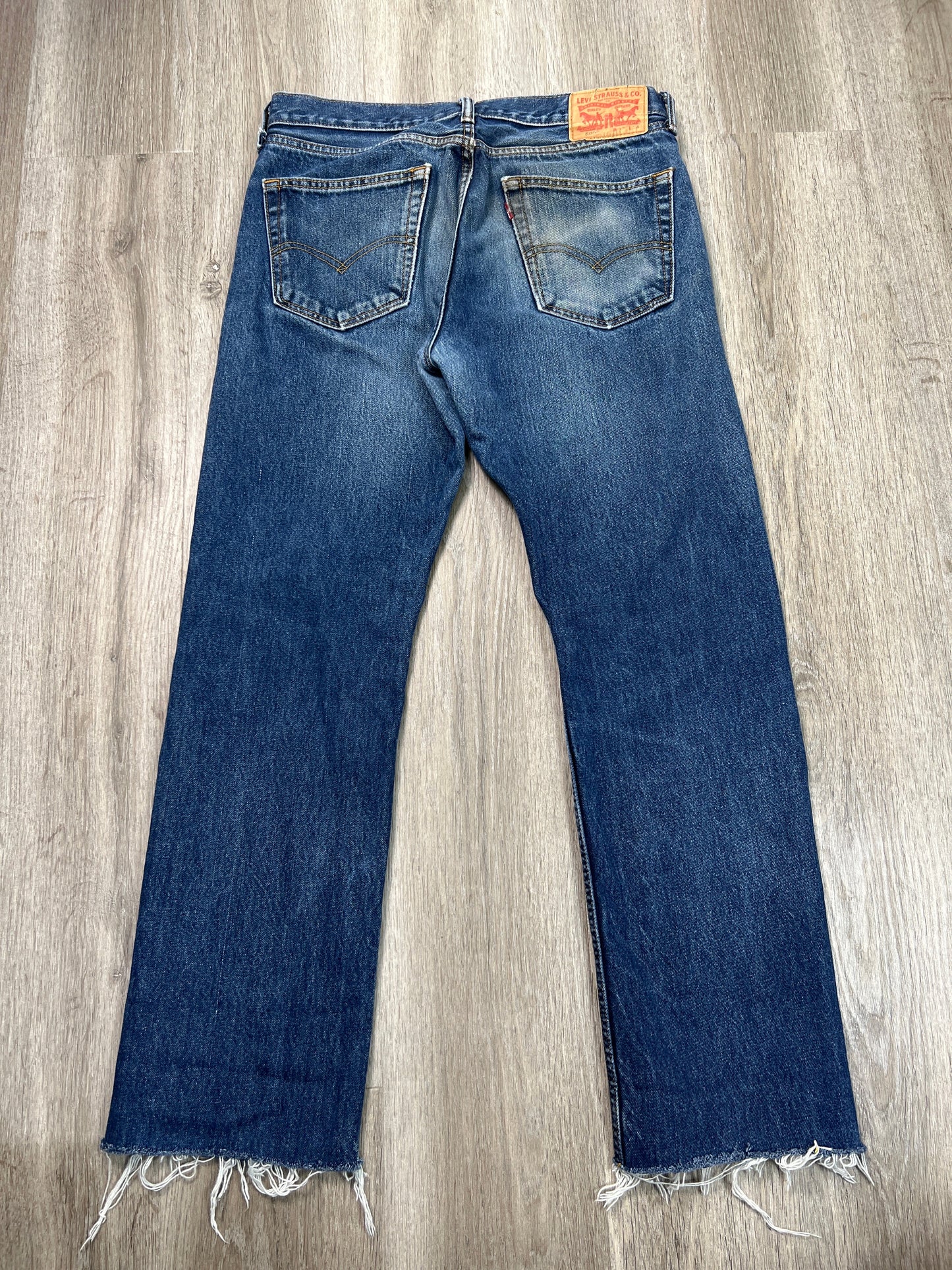 Jeans Straight By Levis In Blue Denim, Size: 14