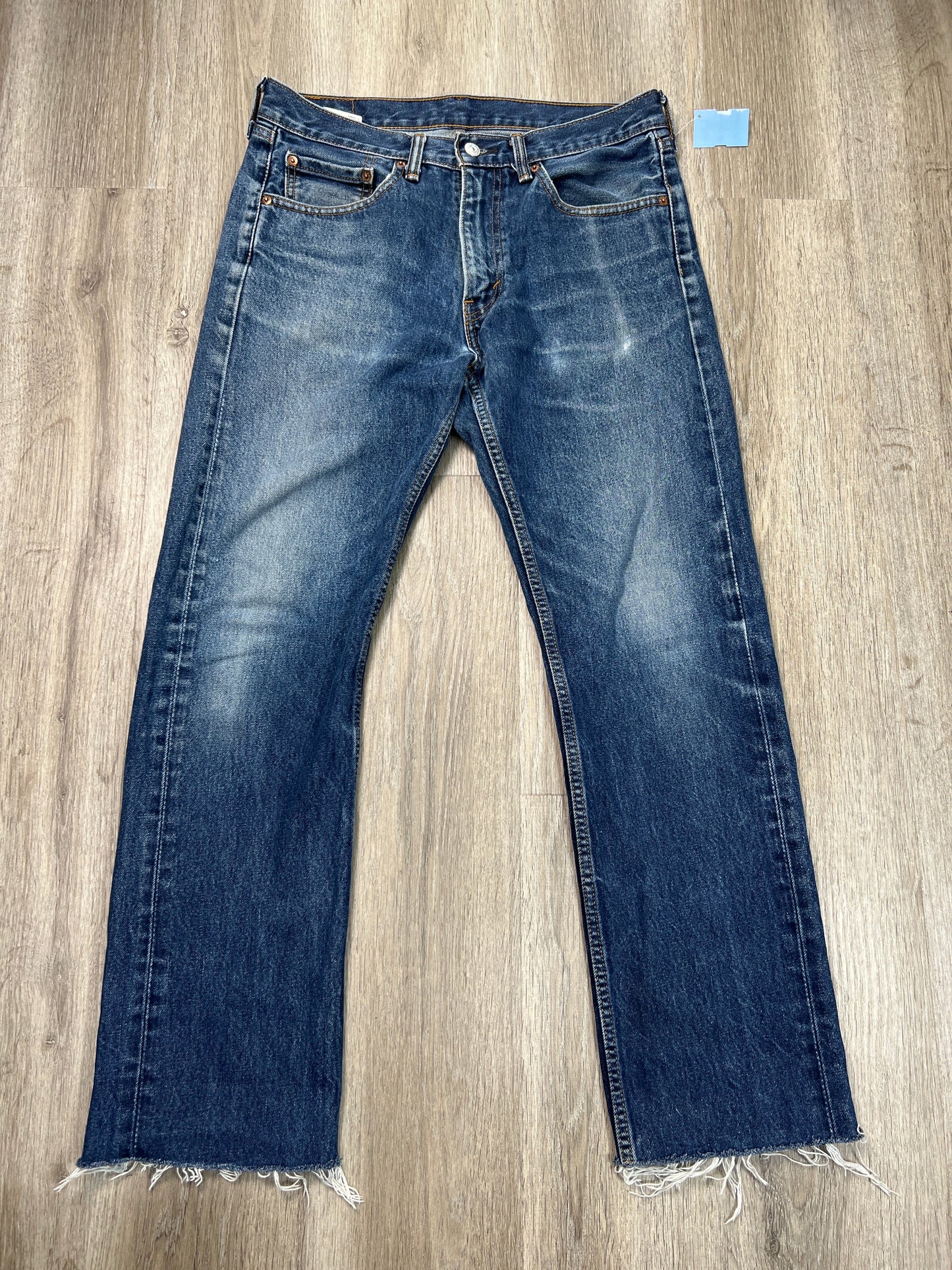 Jeans Straight By Levis In Blue Denim, Size: 14