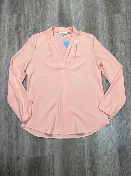 Blouse Long Sleeve By Calvin Klein In Pink, Size: S